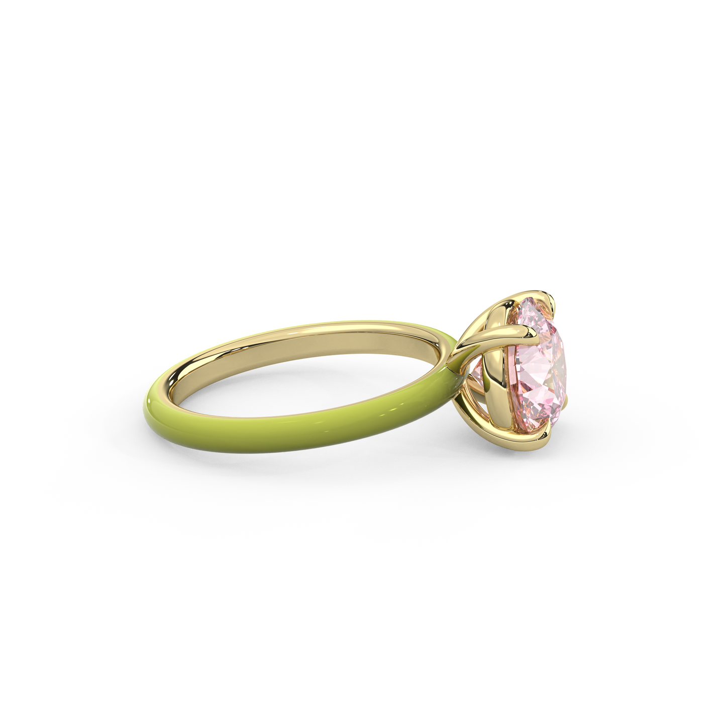 Light Pink Round Lab Sapphire Ring