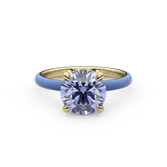 Cornflower Blue Round Lab Sapphire Ring