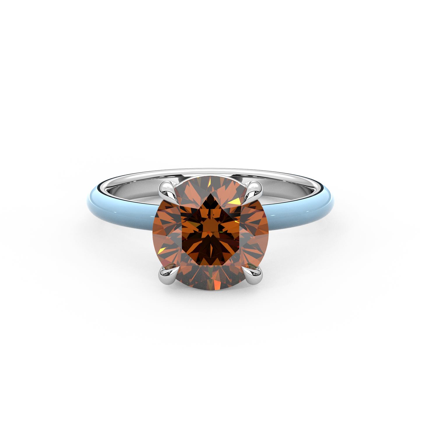 Champagne Round Moissanite Ring