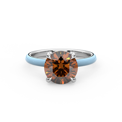 Champagne Round Moissanite Ring