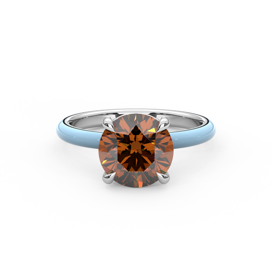 Champagne Round Moissanite Ring