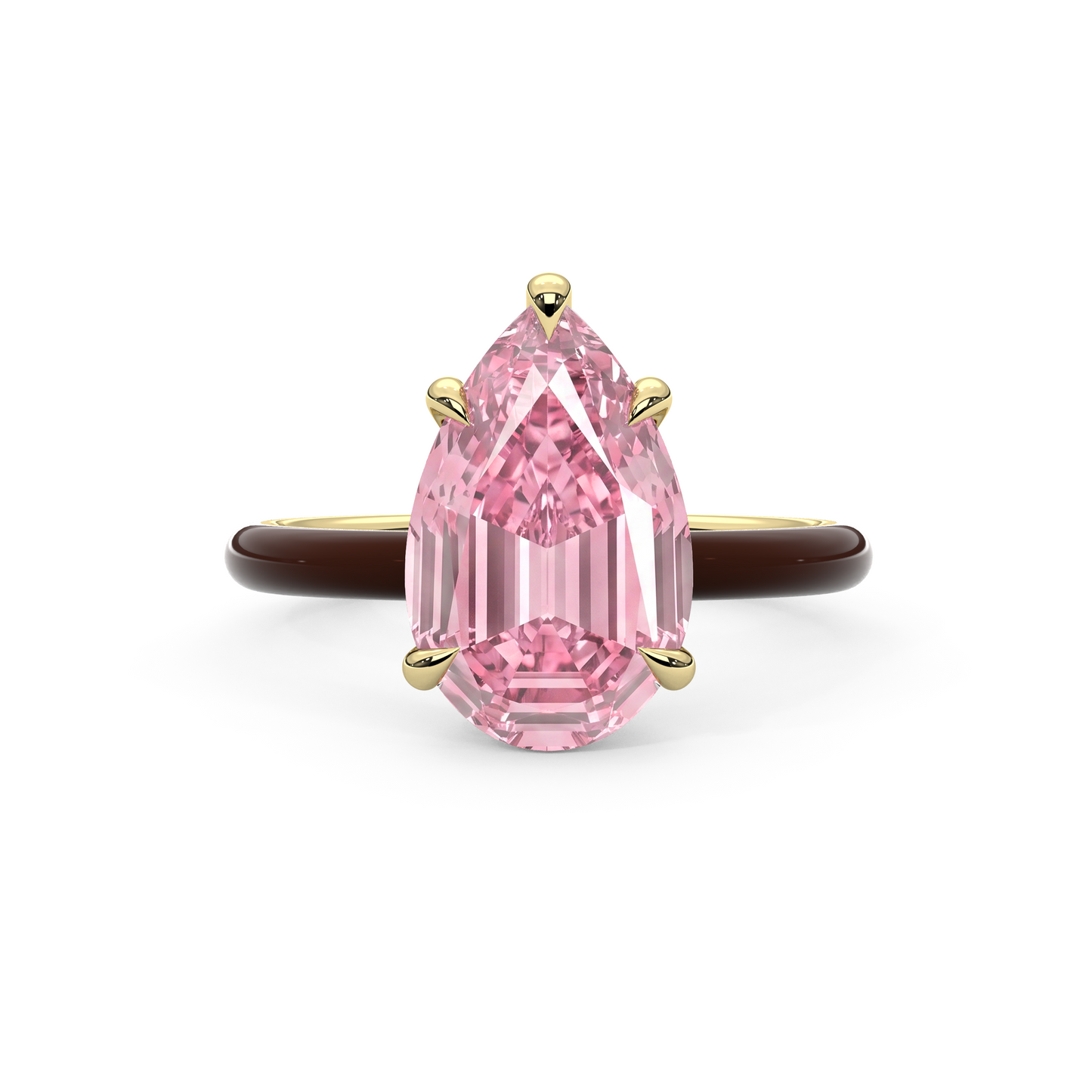 Light Pink Step Cut Pear Lab Sapphire Ring