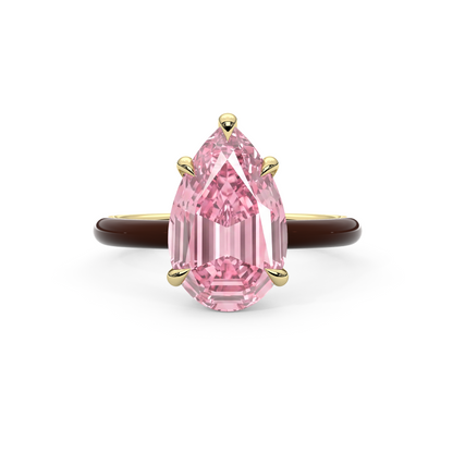 Light Pink Step Cut Pear Lab Sapphire Ring
