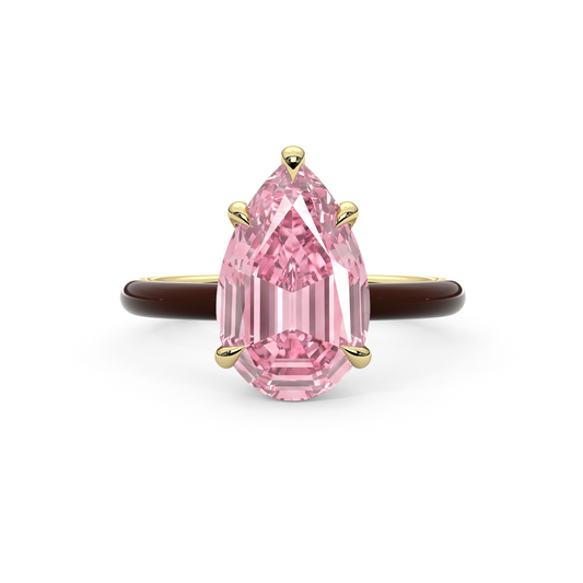 Light Pink Step Cut Pear Lab Sapphire Ring