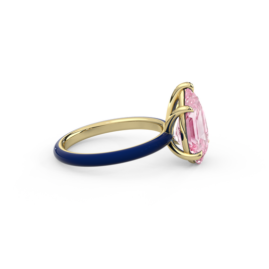 Light Pink Step Cut Pear Lab Sapphire Ring