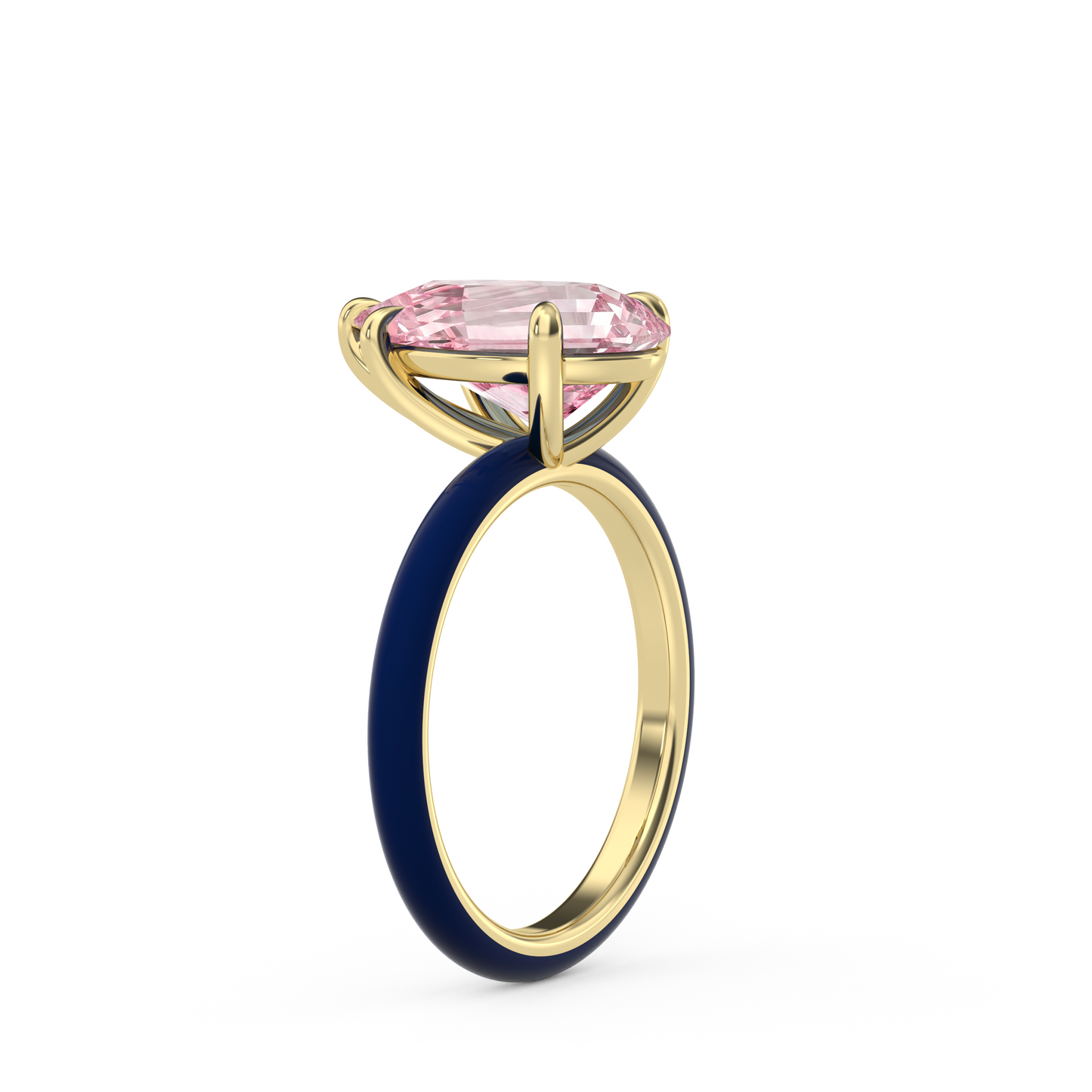 Light Pink Step Cut Pear Lab Sapphire Ring